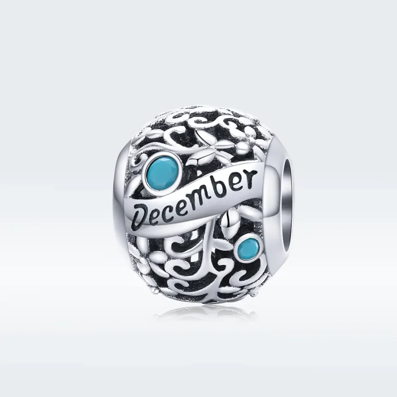 (bilde for) Pandora Style Silver December Birthstone Charm - SCC1385-12 - Vis 5