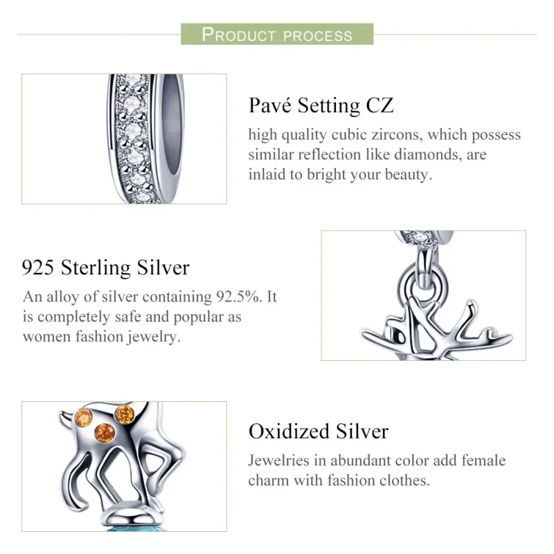 (bilde for) Pandora Style Silver Deer Dangle - SCC1010 - Vis 6