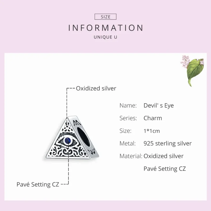 (bilde for) Pandora Style Silver Devil's Eye Charm - SCC1567 - Vis 7