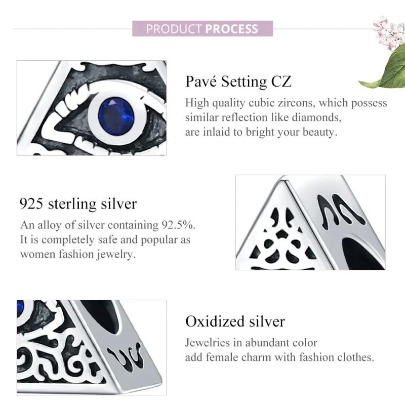 (bilde for) Pandora Style Silver Devil's Eye Charm - SCC1567 - Vis 8