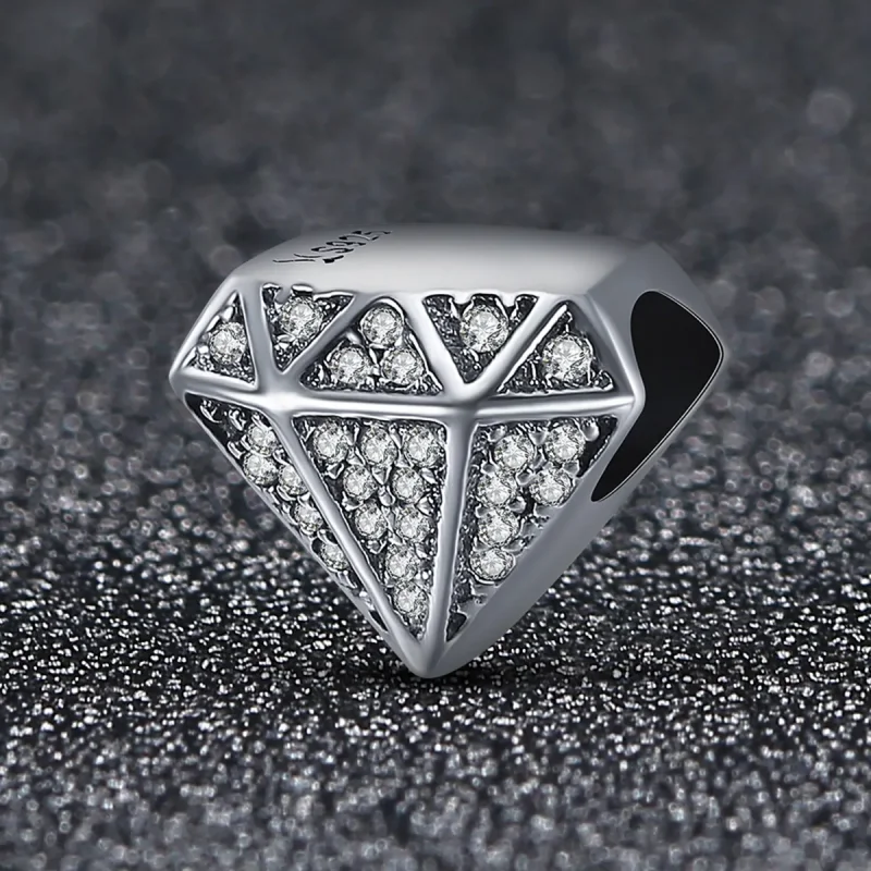 (bilde for) Pandora Style Silver Diamond Love Charm - SCC397 - Vis 2