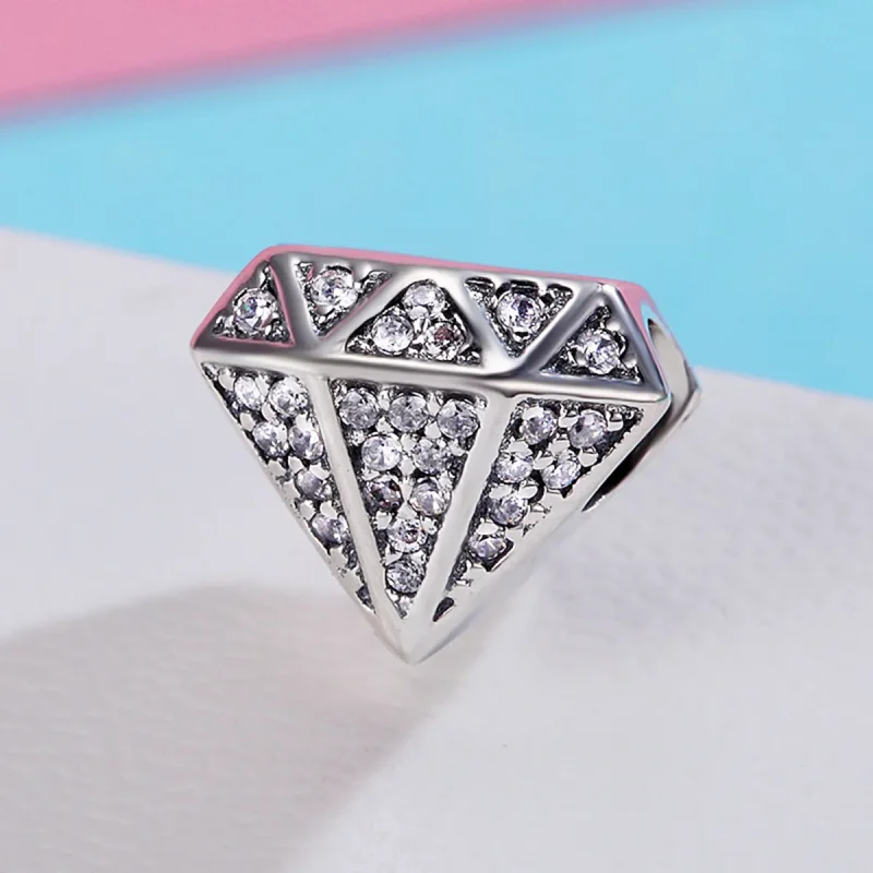 (bilde for) Pandora Style Silver Diamond Love Charm - SCC397 - Vis 3