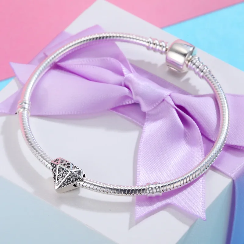 (bilde for) Pandora Style Silver Diamond Love Charm - SCC397 - Vis 4