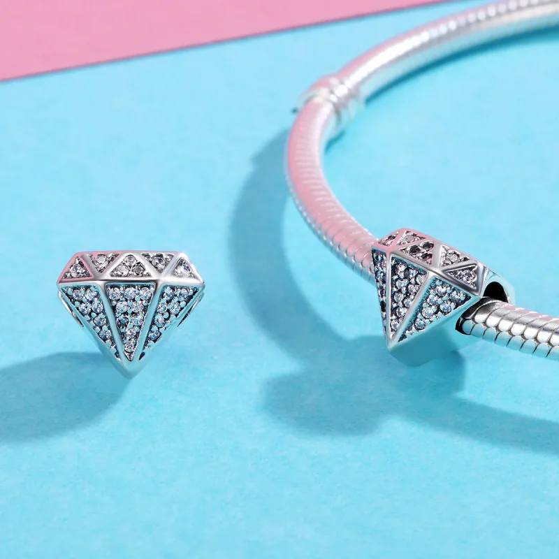 (bilde for) Pandora Style Silver Diamond Love Charm - SCC397 - Vis 5