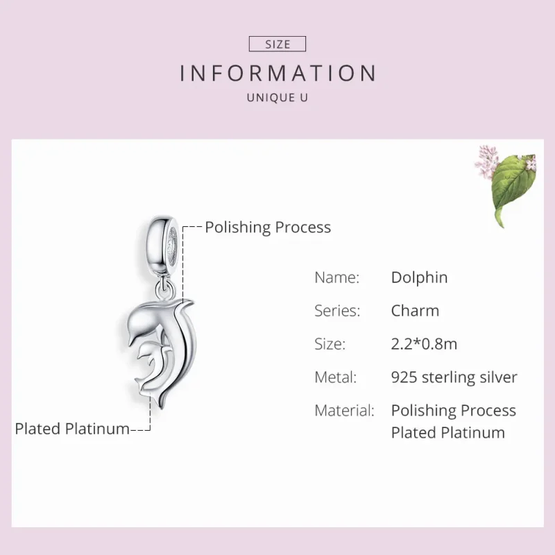 (bilde for) Pandora Style Silver Dolphin Dangle - SCC1206 - Vis 3