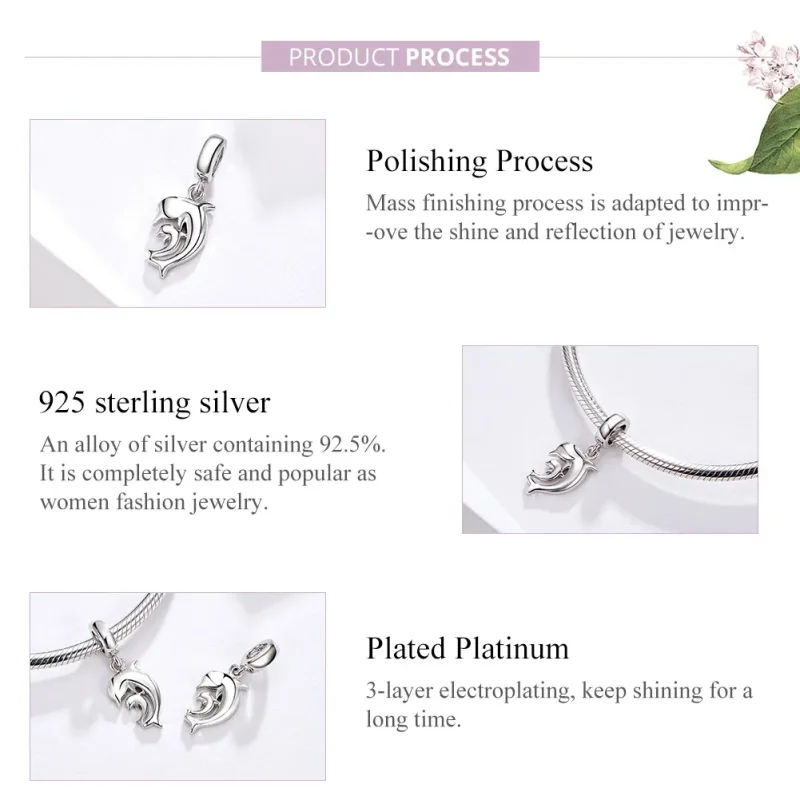 (bilde for) Pandora Style Silver Dolphin Dangle - SCC1206 - Vis 4