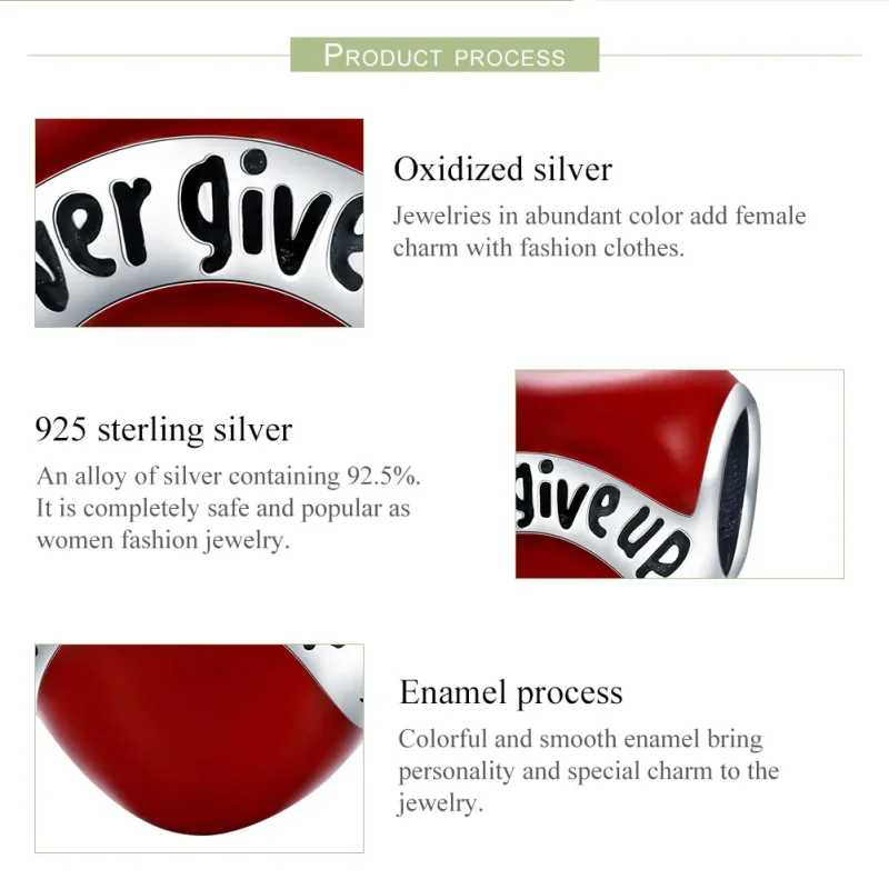 (bilde for) Pandora Style Silver Don't Gi Up Charm - SCC808 - Vis 7