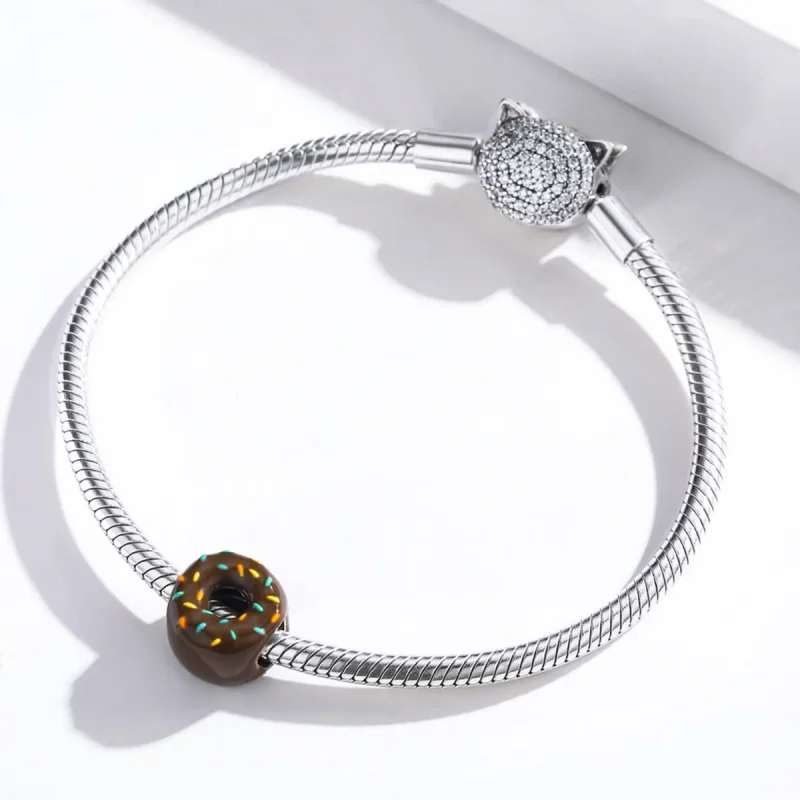 (bilde for) Pandora Style Silver Donut Charm - SCC1820 - Vis 3