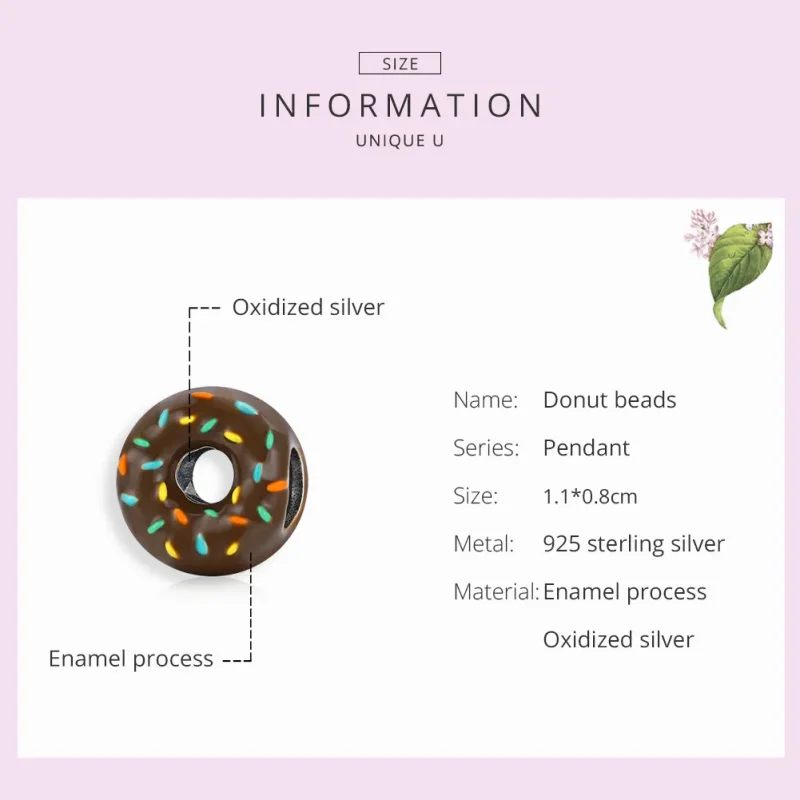 (bilde for) Pandora Style Silver Donut Charm - SCC1820 - Vis 7