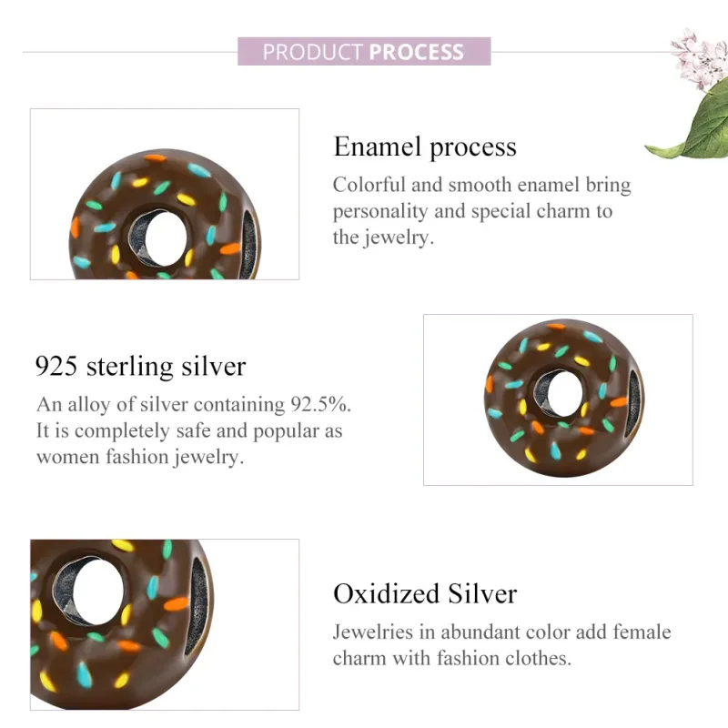 (bilde for) Pandora Style Silver Donut Charm - SCC1820 - Vis 8
