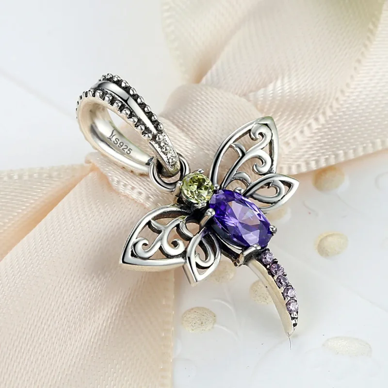 (bilde for) Pandora Style Silver Dragonfly Dangle - SCC048 - Vis 2