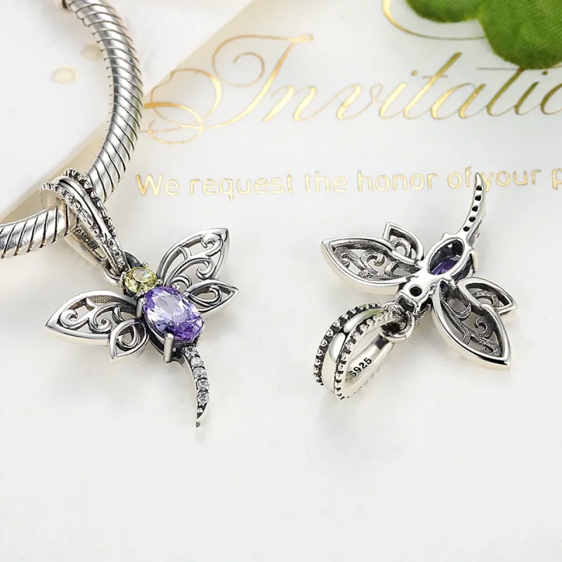 (bilde for) Pandora Style Silver Dragonfly Dangle - SCC048 - Vis 3