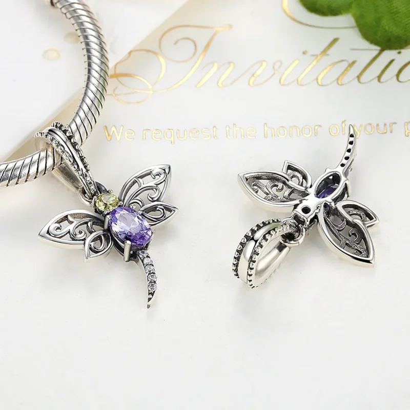 (bilde for) Pandora Style Silver Dragonfly Dangle - SCC048 - Vis 4
