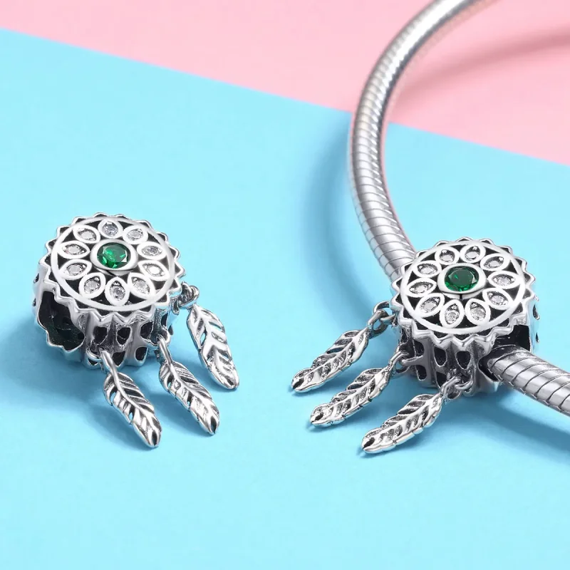 (bilde for) Pandora Style Silver Dreamcatcher Charm - SCC893 - Vis 3