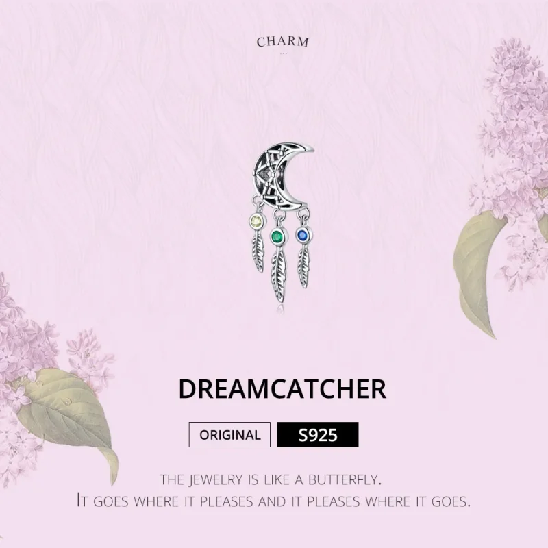 (bilde for) Pandora Style Silver Dreamcatcher Dangle - SCC1232 - Vis 2