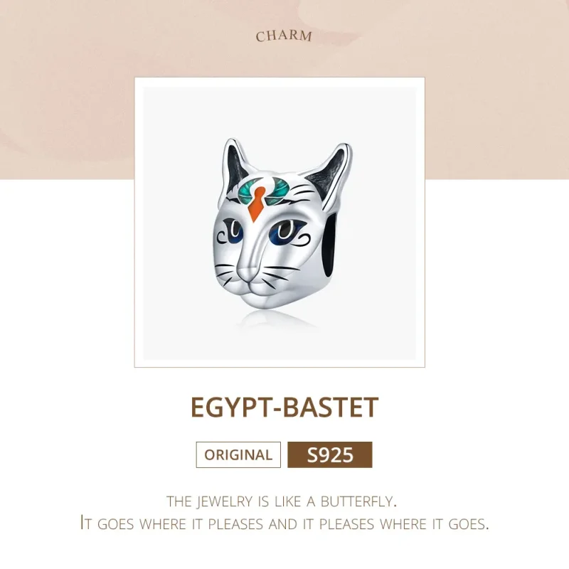 (bilde for) Pandora Style Silver Egypt - Cat God Bastet Charm - SCC1859 - Vis 6