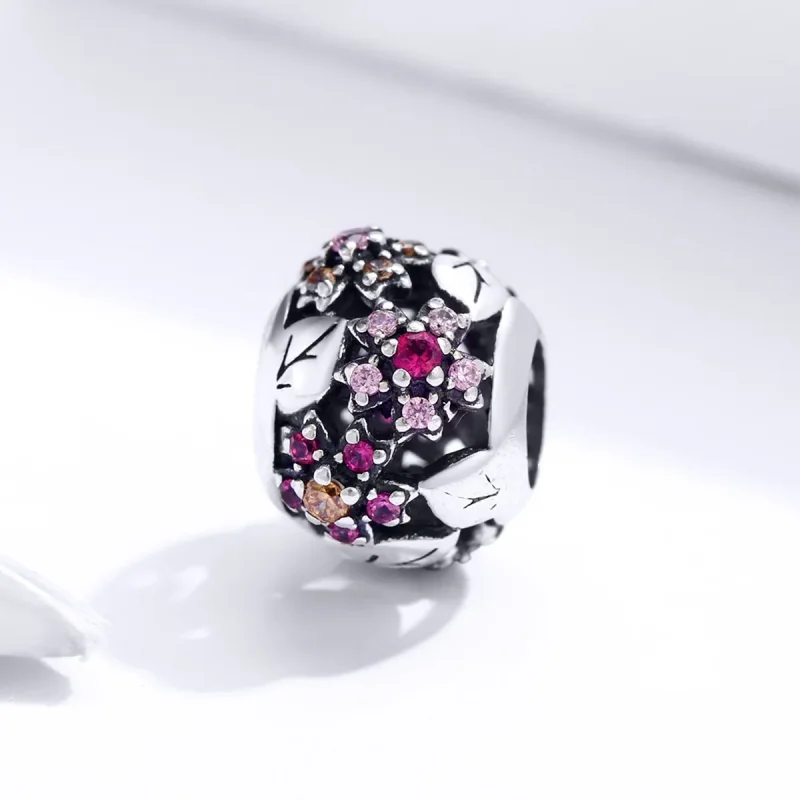 (bilde for) Pandora Style Silver Elegant Cherry Blossom Charm - SCC1446 - Vis 2