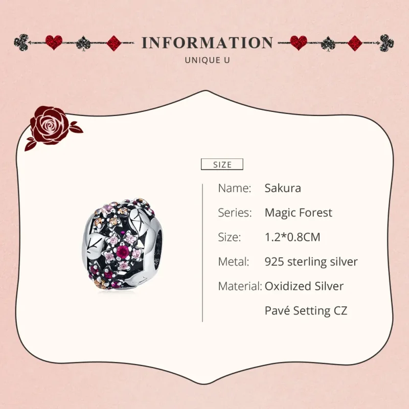 (bilde for) Pandora Style Silver Elegant Cherry Blossom Charm - SCC1446 - Vis 7