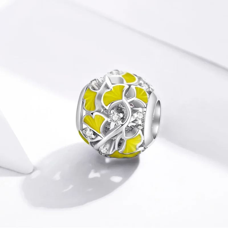 (bilde for) Pandora Style Silver Elegant Ginkgo Leaves Charm - BSC334 - Vis 2