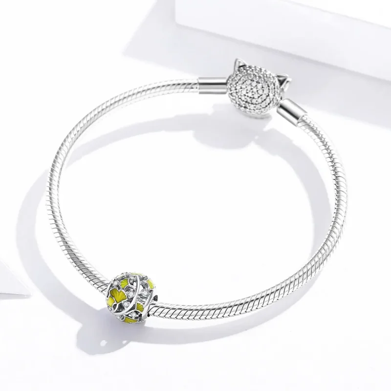 (bilde for) Pandora Style Silver Elegant Ginkgo Leaves Charm - BSC334 - Vis 3