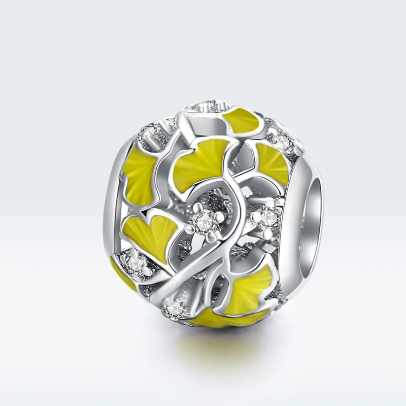 (bilde for) Pandora Style Silver Elegant Ginkgo Leaves Charm - BSC334 - Vis 5
