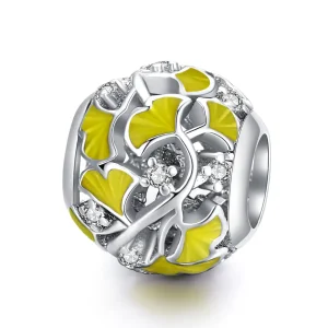 (bilde for) Pandora Style Silver Elegant Ginkgo Leaves Charm - BSC334