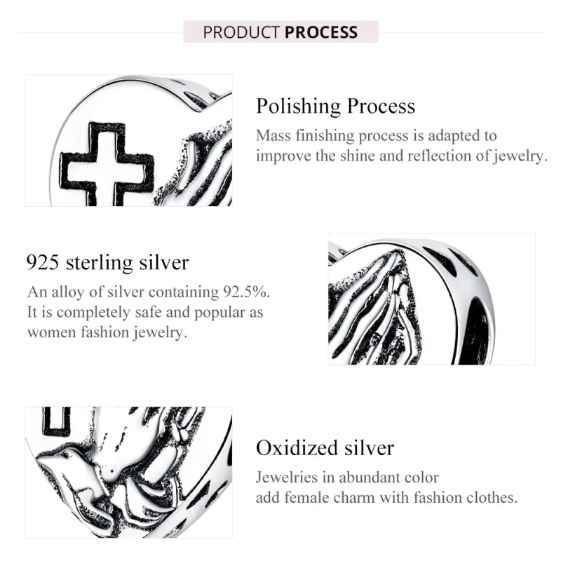 (bilde for) Pandora Style Silver Faith Charm - BSC317 - Vis 7