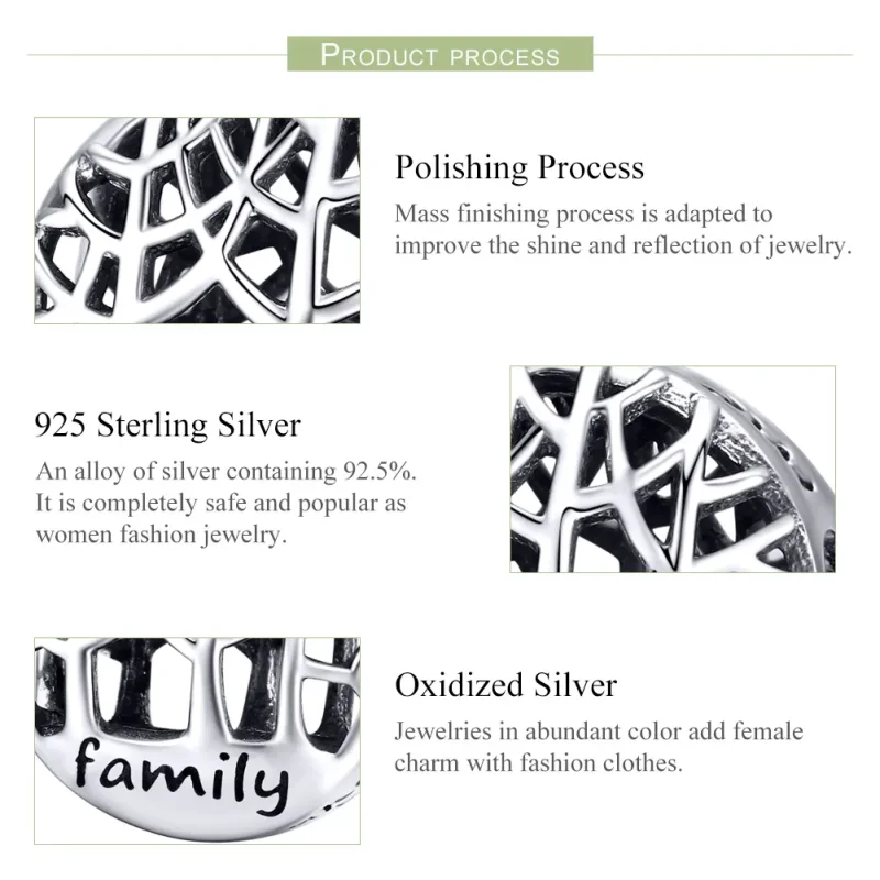 (bilde for) Pandora Style Silver Family Forest Charm - SCC1144 - Vis 4