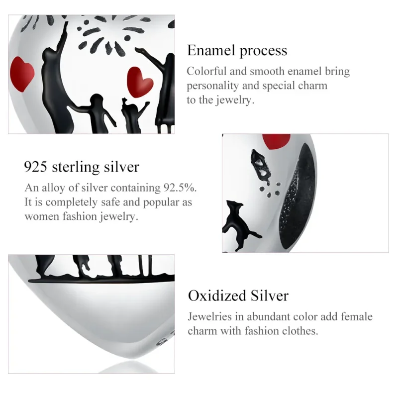 (bilde for) Pandora Style Silver Family Love Charm - SCC1634 - Vis 7