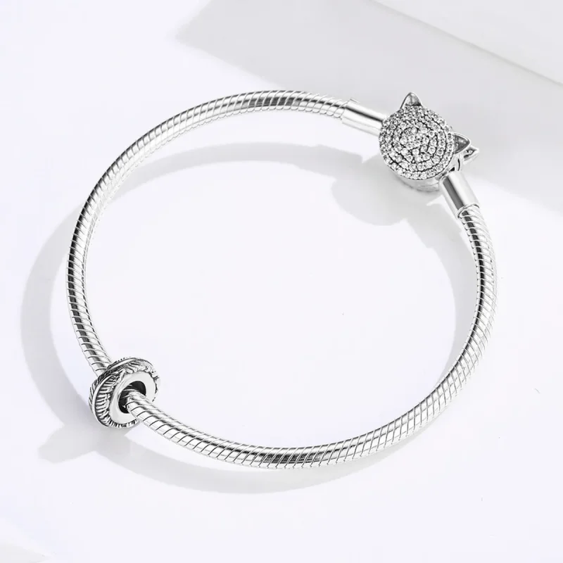 (bilde for) Pandora Style Silver Feather Spacer - SCC1236 - Vis 3