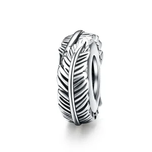(bilde for) Pandora Style Silver Feather Spacer - SCC1236