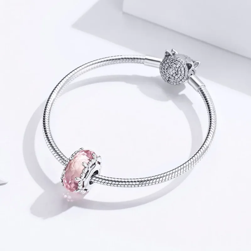 (bilde for) Pandora Style Silver Floret Murano Glass Charm - SCC1282 - Vis 3