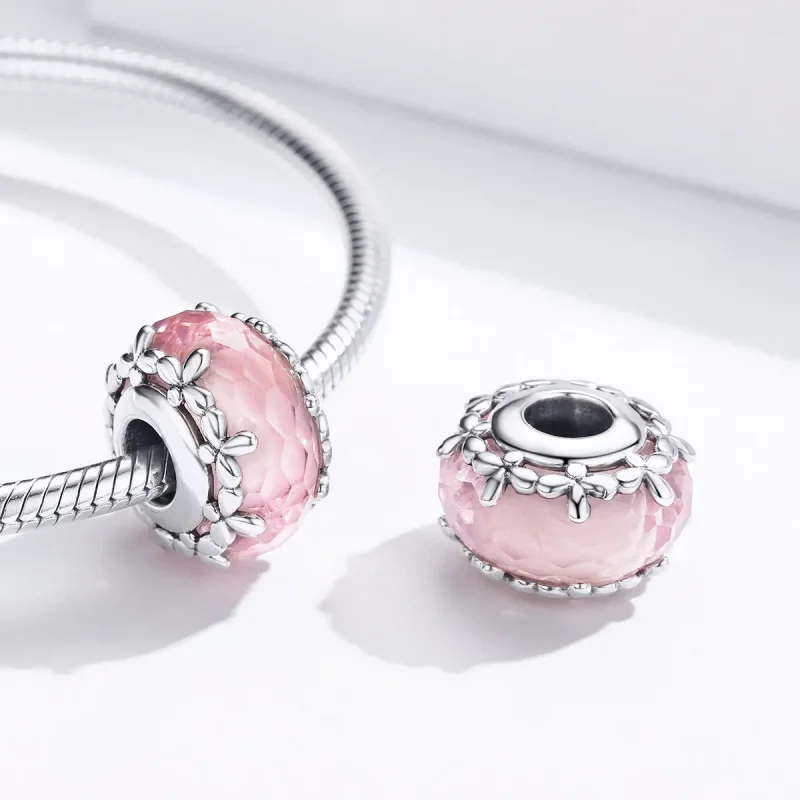 (bilde for) Pandora Style Silver Floret Murano Glass Charm - SCC1282 - Vis 4