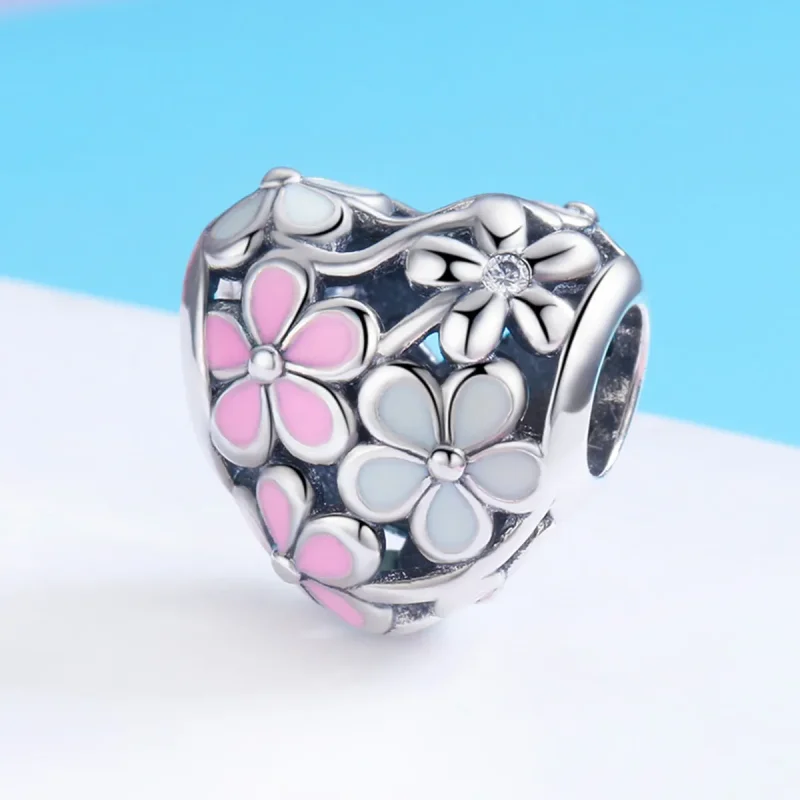 (bilde for) Pandora Style Silver Flower Blessing Charm - SCC761 - Vis 2