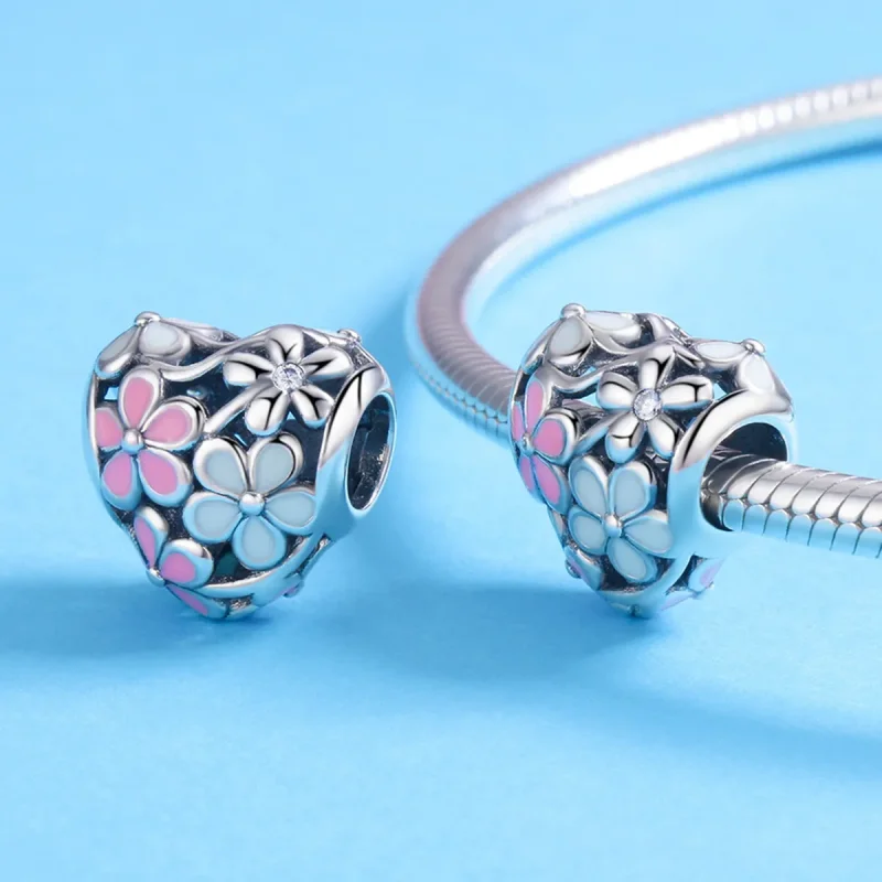 (bilde for) Pandora Style Silver Flower Blessing Charm - SCC761 - Vis 4