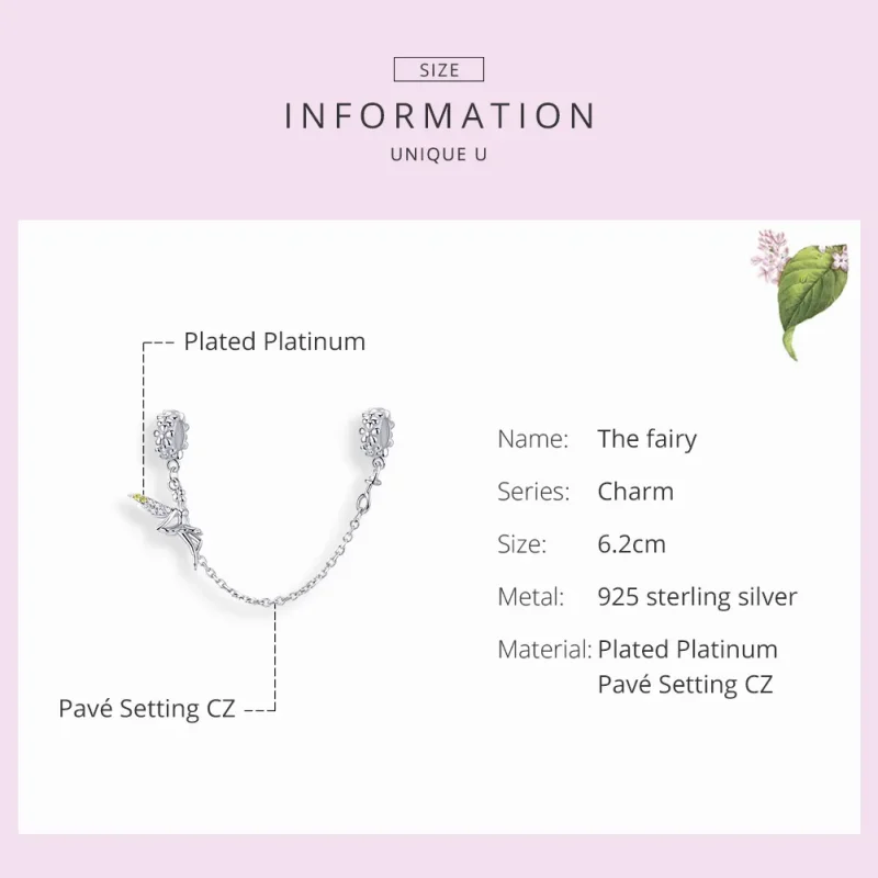 (bilde for) Pandora Style Silver Flower Elf sikkerhetskjede - SCC1278 - Vis 3