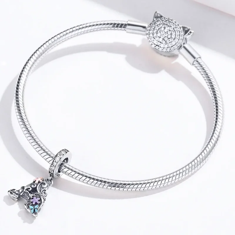 (bilde for) Pandora Style Silver Flower Letter A Dingle - SCC1273 - Vis 4