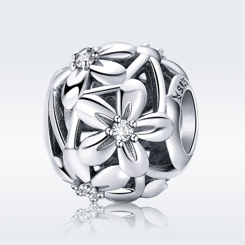 (bilde for) Pandora Style Silver Flower Shape Charm - SCC729 - Vis 3