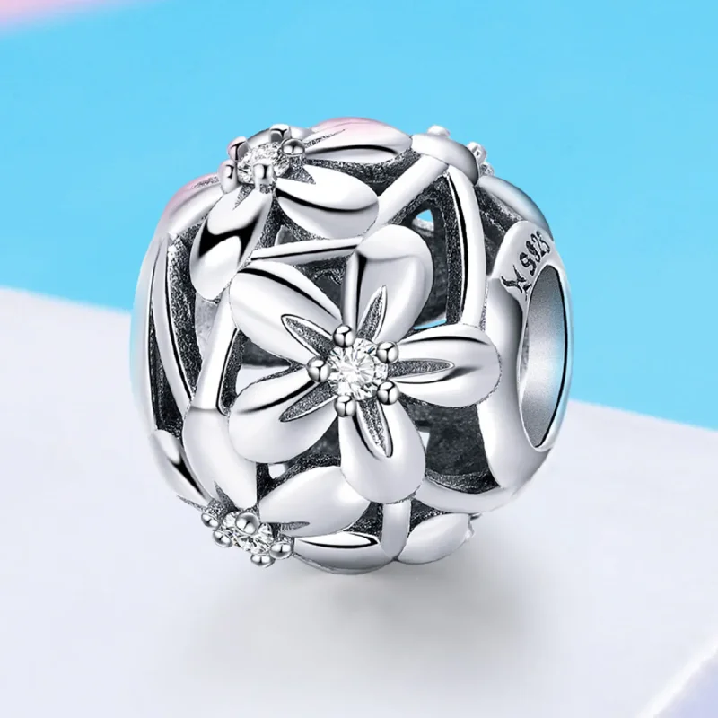(bilde for) Pandora Style Silver Flower Shape Charm - SCC729 - Vis 4