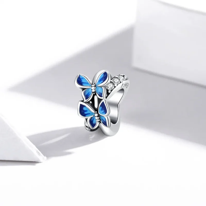 (bilde for) Pandora Style Silver Flying Butterflies Charm - SCC1731 - Vis 2