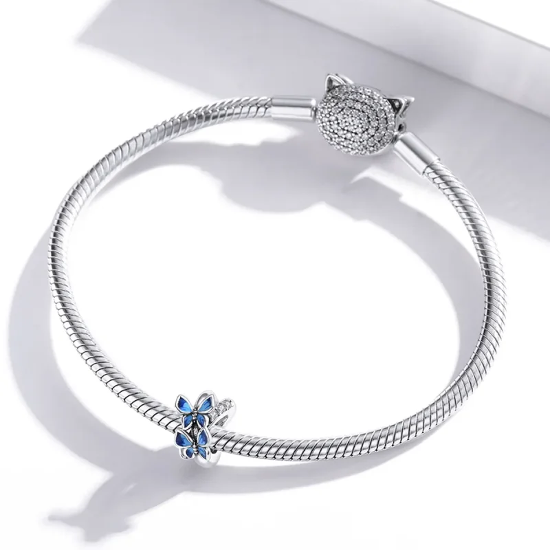 (bilde for) Pandora Style Silver Flying Butterflies Charm - SCC1731 - Vis 3
