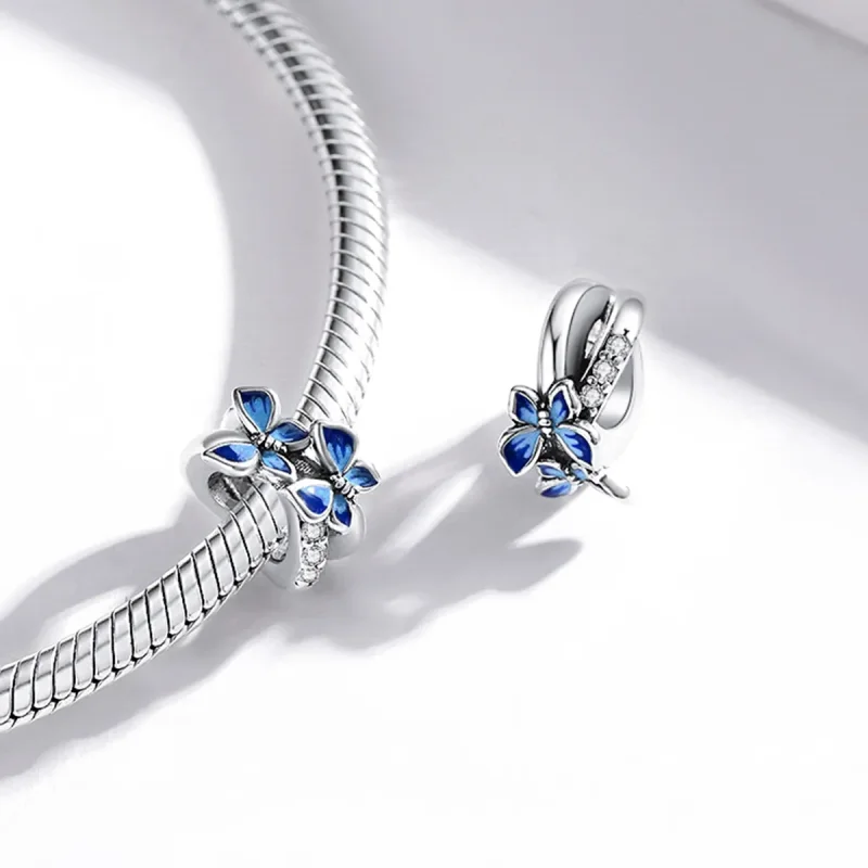 (bilde for) Pandora Style Silver Flying Butterflies Charm - SCC1731 - Vis 4
