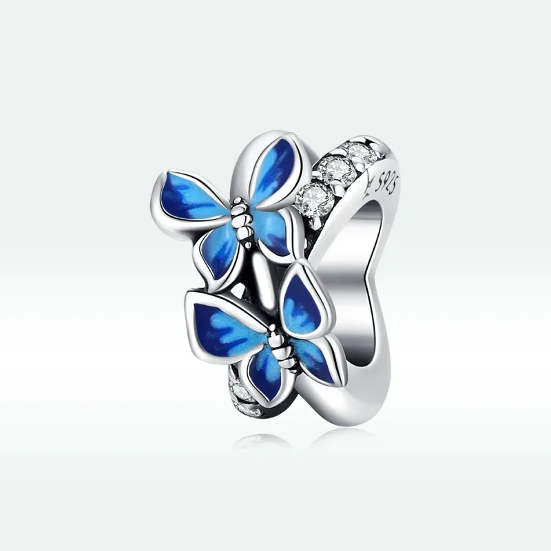 (bilde for) Pandora Style Silver Flying Butterflies Charm - SCC1731 - Vis 5