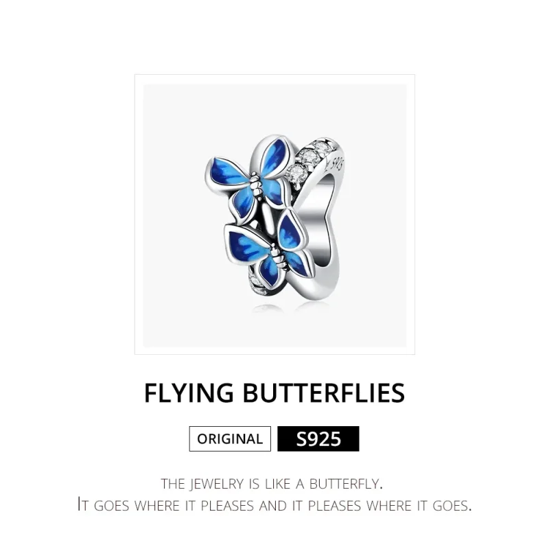 (bilde for) Pandora Style Silver Flying Butterflies Charm - SCC1731 - Vis 6