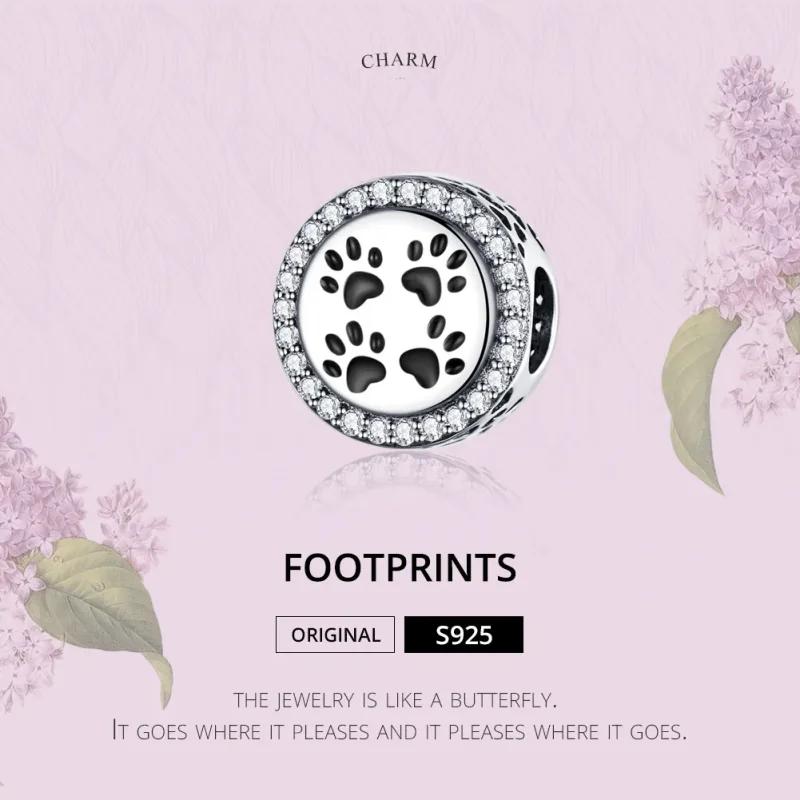 (bilde for) Pandora Style Silver Footprints Charm - SCC1186 - Vis 2