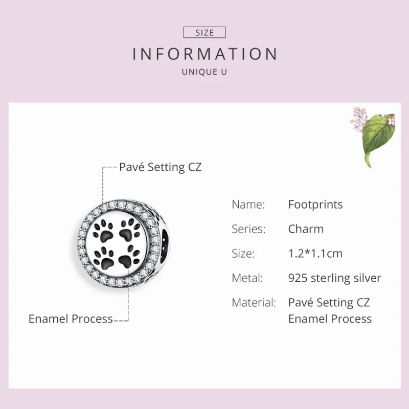 (bilde for) Pandora Style Silver Footprints Charm - SCC1186 - Vis 3
