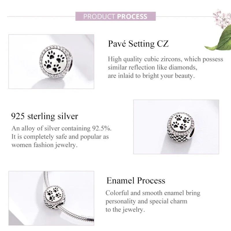 (bilde for) Pandora Style Silver Footprints Charm - SCC1186 - Vis 4