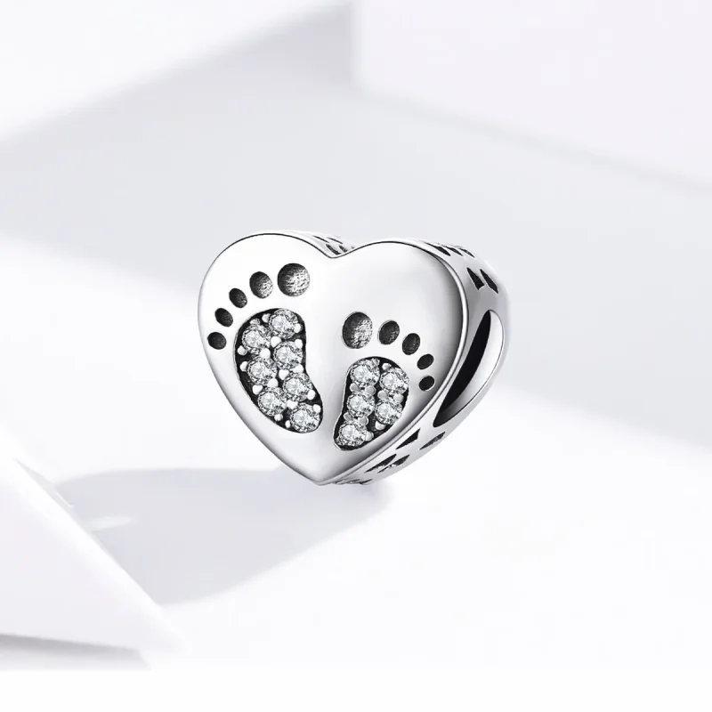 (bilde for) Pandora Style Silver Footprints Charm - SCC1395 - Vis 2