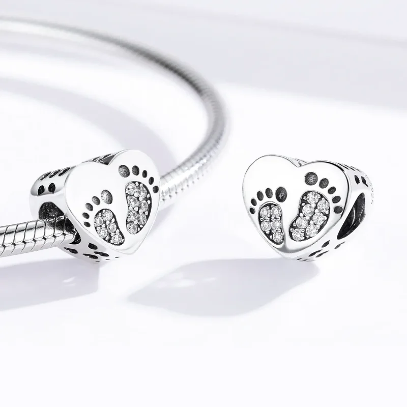 (bilde for) Pandora Style Silver Footprints Charm - SCC1395 - Vis 3