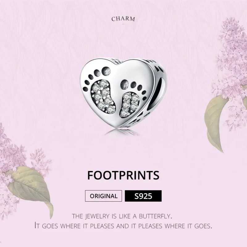 (bilde for) Pandora Style Silver Footprints Charm - SCC1395 - Vis 5